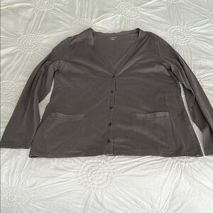 Lands' End Gray Relaxed Button Down Shirt